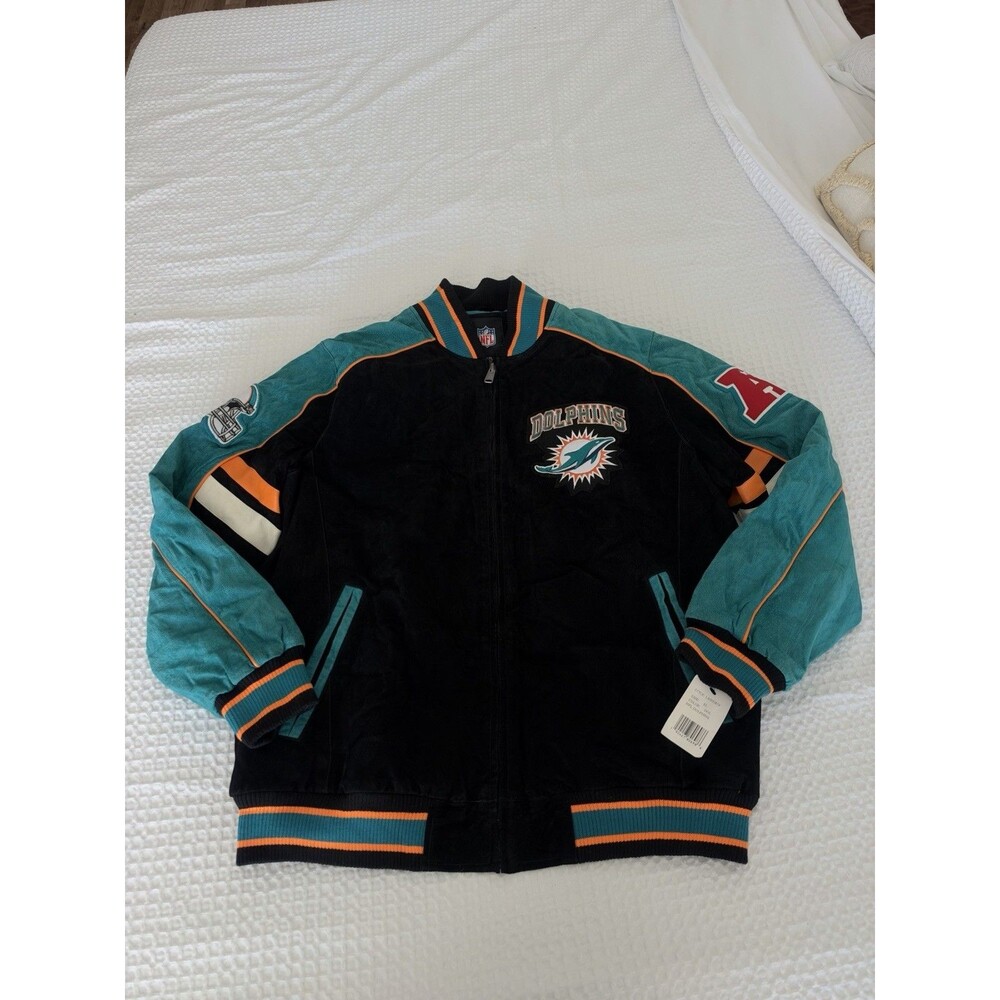 Miami Dolphins GIII Apparel NFL Men's Full Zip Suede Leather Jacket XL